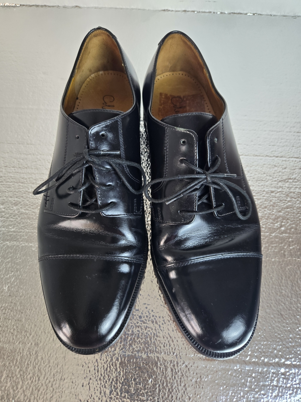 Cole Haan Black Leather Cap-Toe Derby Oxfords
